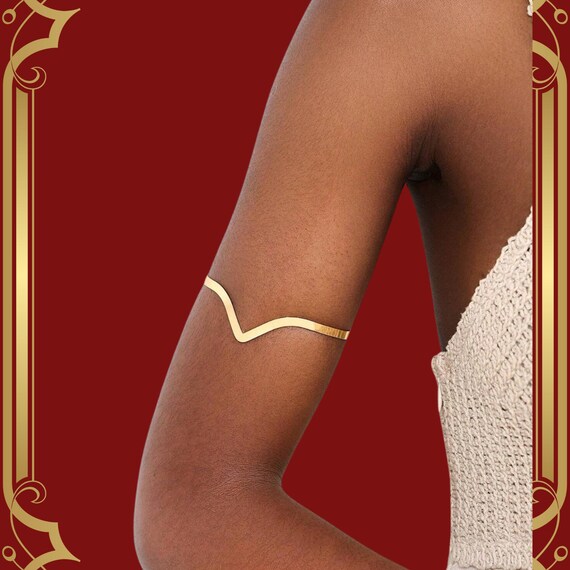 Gold Arm Cuff Bracelet Upper For Women Men Dainty Adjustable