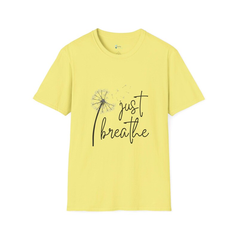 Just Breathe Dandelion T-Shirt, Relaxation Tee, Mindfulness Apparel, Gift for Her, Stress Relief Shirt, Casual Wear image 5
