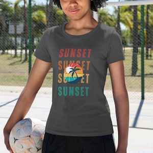 Tropical Sunset Shirt | Casual Wear for Sunset Enthusiasts | Retro Summer Graphic | Beach Vibes T Shirt | Tropical Wear | Sunset Lover Gift
