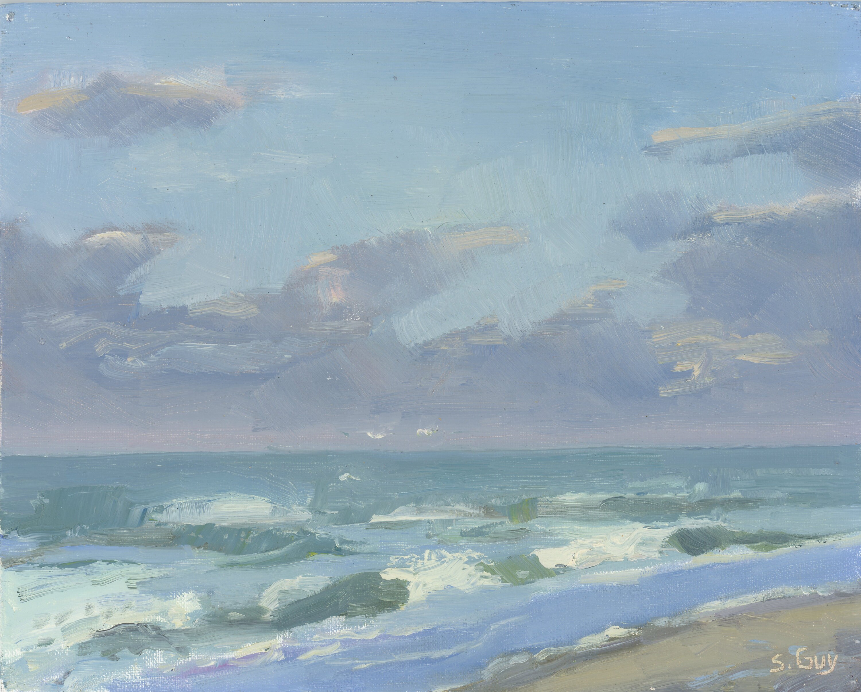 Plein Air Pintura al óleo Paisaje marino Arte costero Nokomis Beach Florida