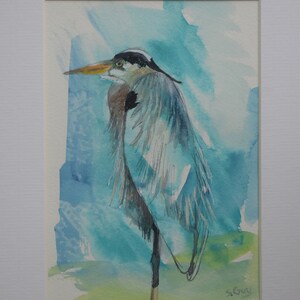 Heron Art, Bird Wall Art, Heron Painting, Mixed Media Art, Original Painting, Wildlife Art, Contemporary Bird Art