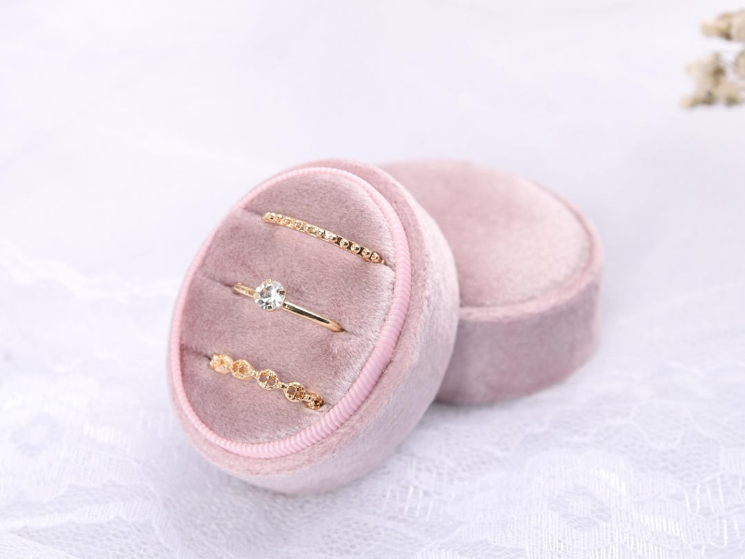 3 Slot Ring Box Oval Ring Box Wedding Ring Set Box Velvet Ring Holder ...