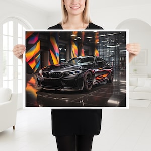 Póster artístico de alto rendimiento del BMW Serie M: impresión brillante de superdeportivo para entusiastas de los coches.