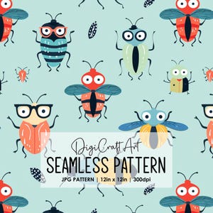 Bugs Nahtlose Muster Datei Wiederholungsdruck für Stoff Sublimation Digitale Papier Handwerk Oberflächendesign Tapete Druckhintergrund Kinderzimmer Kunst
