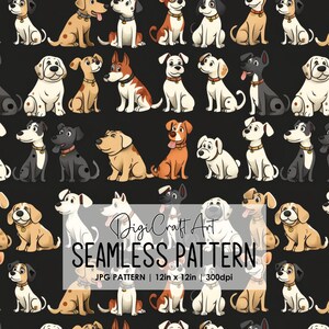 Cartoon Hunde Musterdesign Datei-Wiederholungs-Druck für Stoff Sublimation Digitale Papier Handwerk Design Wallpaper Hintergrund Kinderzimmer Dekor Kunst