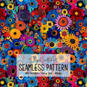 Hippie Klimt Blumen Nahtlose Muster Datei Wiederholungsdruck für Stoff Sublimation Digitale Papier Handwerk Oberflächendesign Tapete Hintergrund Dekor