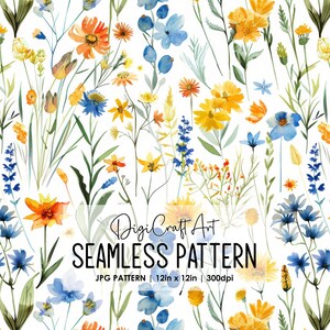 Gemalte Wildblumen-nahtlose Muster-Datei-Wiederholungs-Druck für Gewebe-Sublimations-Digital-Papier-Handwerks-Oberflächendesign-Tapete-Hintergrund-Dekor