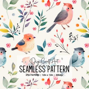 Niedliche Vögel Musterdesign Datei-Wiederholungsdruck für Stoff Sublimation Digitales Papier Handwerk Oberflächendesign Tapete Druck Hintergrund Dekor