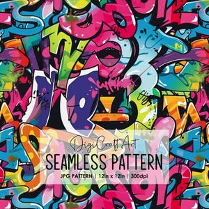 Graffiti Nahtlose Muster Datei Wiederholungsdruck für Stoff Sublimation Digitales Papier Handwerk Design Druckbare Tapete Hintergrund Urban Decor Art