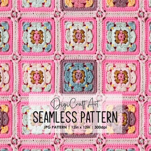 Crochet Oma Quadrate Nahtlose Muster-Datei-Wiederholungs-Druck für Stoff Sublimation Digitale Papier Handwerk Design Wallpaper Hintergrund 3D Art