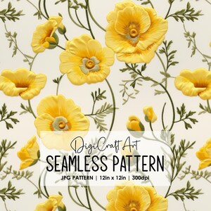 Gestickte Buttercups Nahtlose Muster-Datei-Wiederholungs-Druck für Stoff Sublimation Digitale Papier Handwerk Design Wallpaper Hintergrund Floral 3D