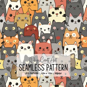 Cartoon Katzen Nahtlose Muster Datei Wiederholungsdruck für Stoff Sublimation Digitale Papier Handwerk Design Hintergrundbild Hintergrund Kinderzimmer Dekor Kunst