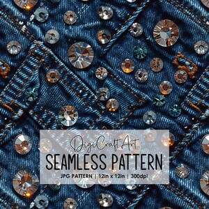 Denim Bling Nahtlose Muster Datei Wiederholungsdruck für Stoff Sublimation Digitale Papier Handwerk Oberflächendesign Tapete Hintergrund Barista Dekor