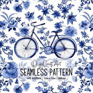 Delft Fahrräder Nahtlose Muster Datei Wiederholungsdruck für Stoff Sublimation Digitale Papier Handwerk Design Tapete Hintergrund Reise Dekor Kunst