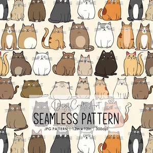 Cartoon Katzen Nahtlose Muster Datei Wiederholungsdruck für Stoff Sublimation Digitale Papier Handwerk Design Hintergrundbild Hintergrund Kinderzimmer Dekor Kunst
