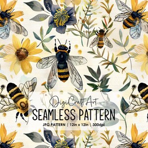 Bienen und Blumen Musterdesign-Datei-Wiederholungs-Druck für Stoff Sublimation Digitale Papier Handwerk Oberflächendesign Tapete Hintergrund Dekor Kunst