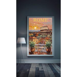 Poster murale di Roma, Italia - Poster da parete - Carta da parati con città - Poster di mostre - Stampa da galleria - Poster di viaggio