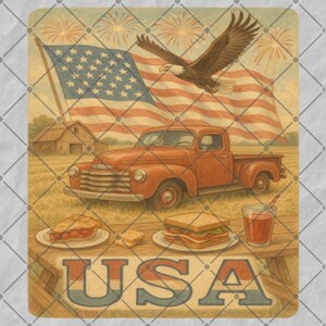 USA Vintage Stamp Sublimation PNG | Patriotic Digital Download | 4th of July Shirt Design | Rustic Americana DTF File | Distressed Art