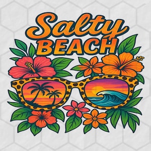 Playa Salada (Png), Diseño de Sublimación, Flores Tropicales (Png), Verano Colorido (Png), Diseño de Camiseta (Png), Descarga Digital (Png), DTF