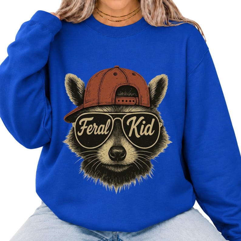 Feral Kid PNG | Funny Raccoon Boy Sublimation Design | Cool Feral Child Clipart | Digital Download for T-Shirts, Mugs, Crafts image 8