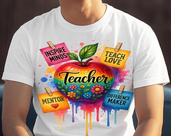 先生用Tシャツデザイン、ティーチングシャツPNG、先生への感謝Tシャツデザイン、新学期PNG、先生生活昇華、A199