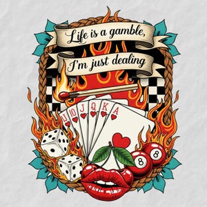 Retro Turquoise Western Country PNG, Life is a Gamble PNG Design, Wild West Gifts, Retro Cowboy Png, Turquoise Sublimation, Digital Download