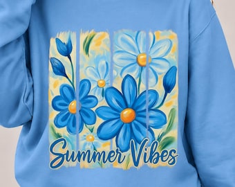 Summer Vibes PNG | Floral Watercolor Sublimation Design | Trendy Summer Shirt Clipart | Digital Download | Beach Aesthetic
