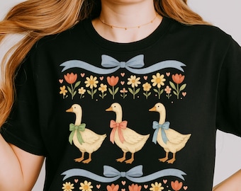 Vintage Goose Blue Ribon Png, Goose PNG Design, Digital Download, Trendy Cute Goose Png, Retro Groovy Aesthetic, Sublimation File