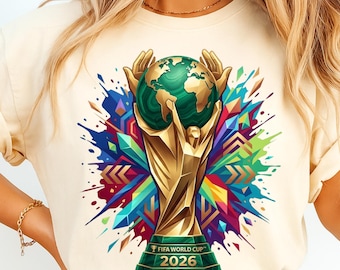 FIFA World Cup 2026 Trophy PNG, Soccer Trophy Sublimation Design, Football Fan Shirt Png, USA Canada Mexico Cup Graphic