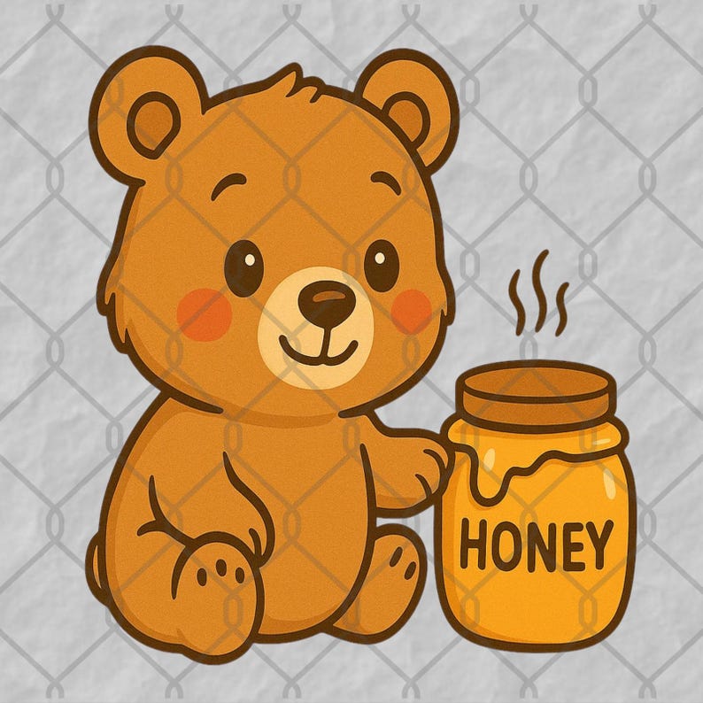 Cute Bear With a Jar of Honey Clip Art - Adorable Cartoon Animal ...
