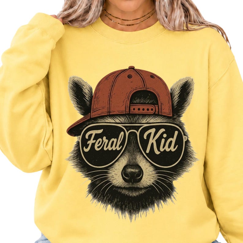 Feral Kid PNG | Funny Raccoon Boy Sublimation Design | Cool Feral Child Clipart | Digital Download for T-Shirts, Mugs, Crafts image 6