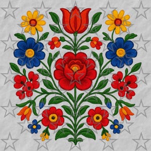 Mexican Flowers Faux Embroidery PNG | Floral Sublimation T-Shirt Design | Boho Clipart | Digital Download | Printable Transfer