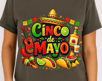 Cinco De Mayo PNG, Fiesta Tacos Sombrero Graphic, Mexican Clipart (Instant Download)