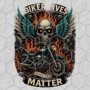 Biker Lives Matter PNG Sublimation Design, Hell Rider Png, Flaming Bike Design, Biker Shirt, Rider Skull PNG, PNG File Digital Download Only