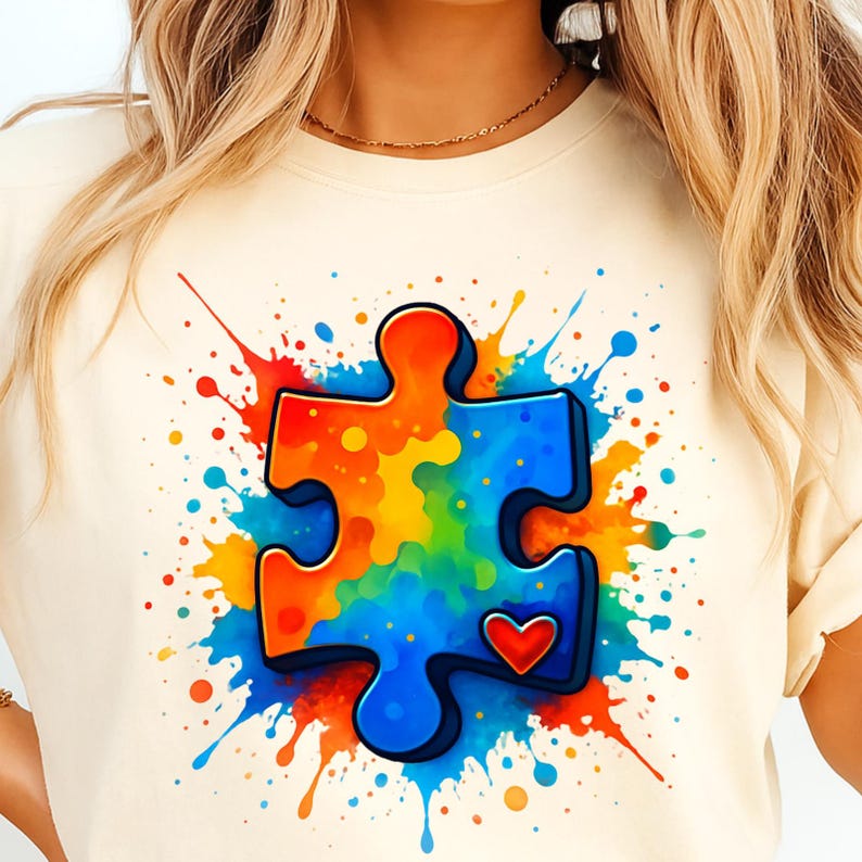 Colorful Puzzle Piece Autism Awareness PNG, Watercolor Autism Puzzle ...