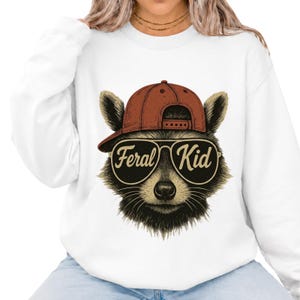 Feral Kid PNG | Funny Raccoon Boy Sublimation Design | Cool Feral Child Clipart | Digital Download for T-Shirts, Mugs, Crafts image 3