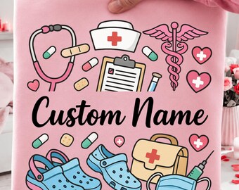 Custom Name Nurse PNG Shirt Design, Nurse Sublimation PNG, Personalized RN Medical Graphic, Cute Nursing Digital Download, | Healthcare Png