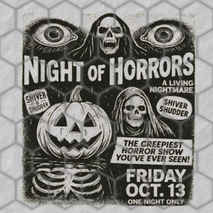 Night of Horrors PNG | Trendy Halloween Shirt Design | Horror Movie Sublimation PNG | Spooky Season Clipart | Halloween Digital Download
