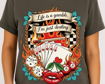 Retro Turquoise Western Country PNG, Life is a Gamble PNG Design, Wild West Gifts, Retro Cowboy Png, Turquoise Sublimation, Digital Download
