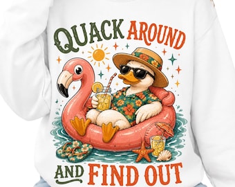 Quack Around And Find Out Duck PNG, Funny Summer Duck Sublimation, Beach Vacation Shirt PNG, Retro DTF Digital Download