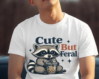 Cute But Feral Funny PNG Sarcastic Snarky Png Funny Raccoon Adult Humor Funny Sarcastic Quote Png shirt Sublimation Design, Digital Download