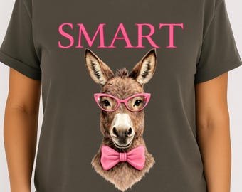 Smart Ass Donkey PNG – Funny Donkey with Glasses & Bow Tie – Sarcastic Humor Design – Instant Download – Sublimation PNG