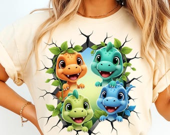 3D Dinosaurier Kinder PNG Bundle, niedliche Dinosaurier Sublimation PNG, Baby Dino-Shirt-Design, Cartoon Dinosaurier Digitaler Download für Kinder-T-Shirts