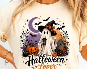 Halloween Lover PNG, Cute Ghost PNG, Witch Ghost Sublimation Design, Spooky Season PNG, Halloween Shirt Design, Instant Download