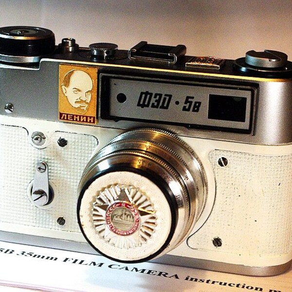 White Vintage Red Star FED-5 Russian camera -=Red October -60 years=-