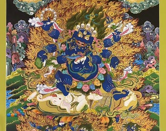 Hand-Painted Yamantaka Thangka | Vajrabhairava Art, Buddhist Mandala