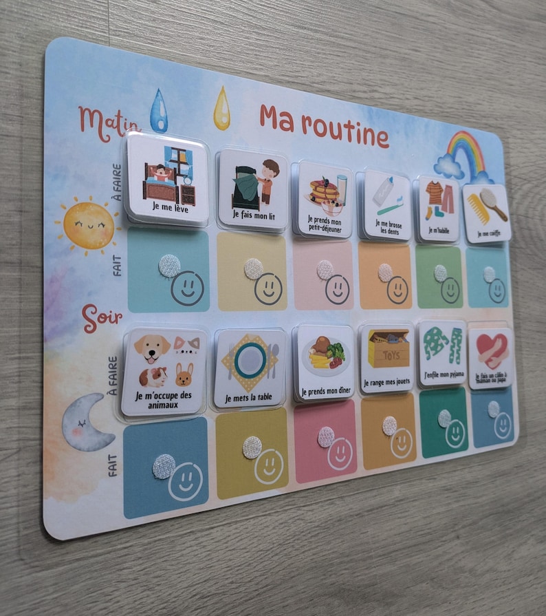 Tableau De Routine Matin Et Soir Enfant Arc-en-ciel Personnalisable - Etsy