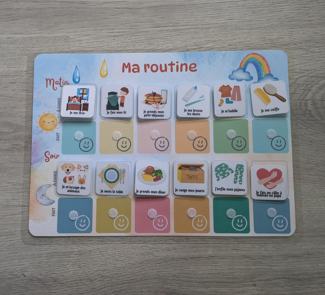 Tableau De Routine Matin Et Soir Enfant Arc-en-ciel Personnalisable - Etsy