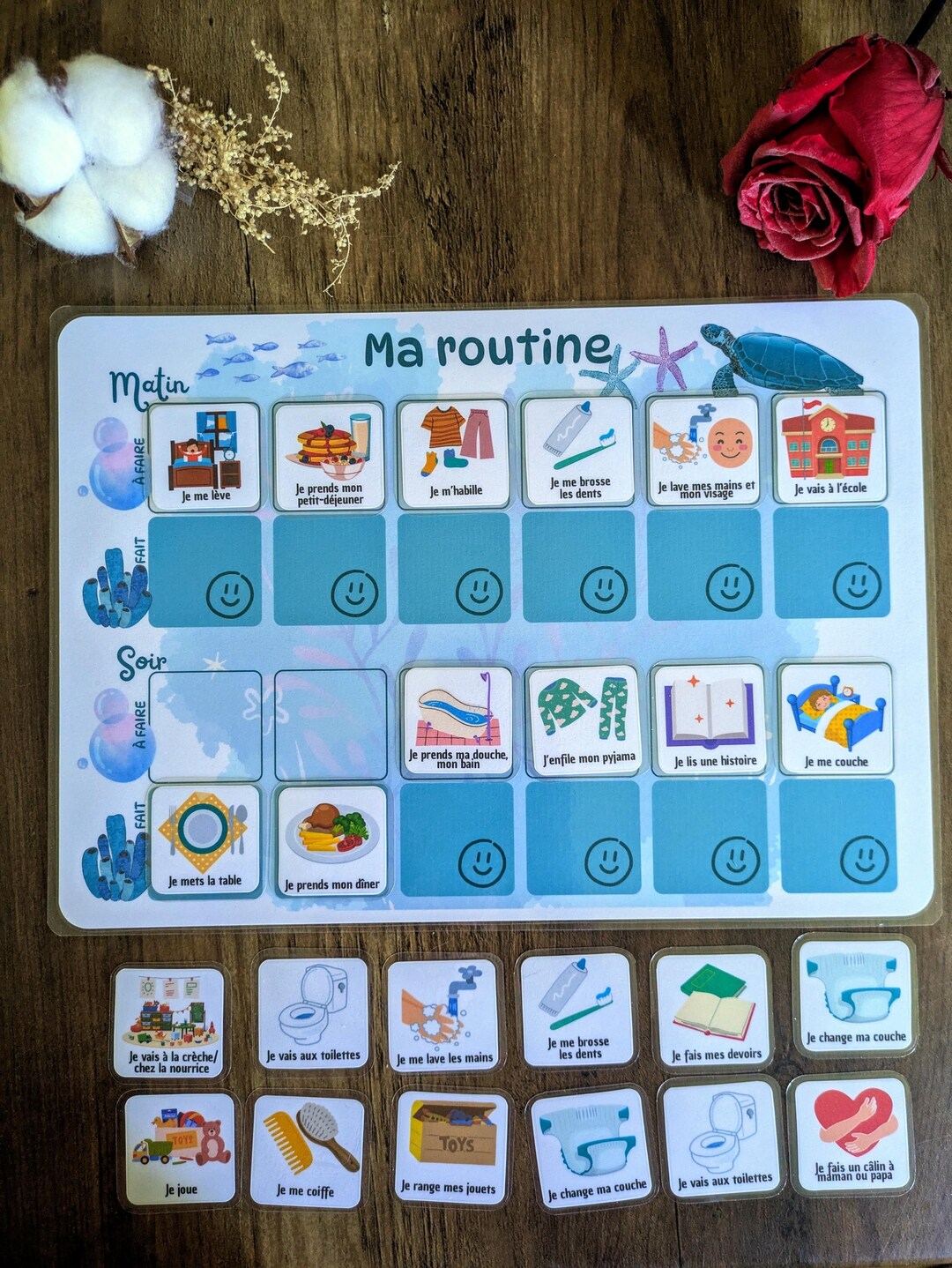 Tableau de routine Enfant Tortue – Tableau Visuel Matin Soir - Etsy France