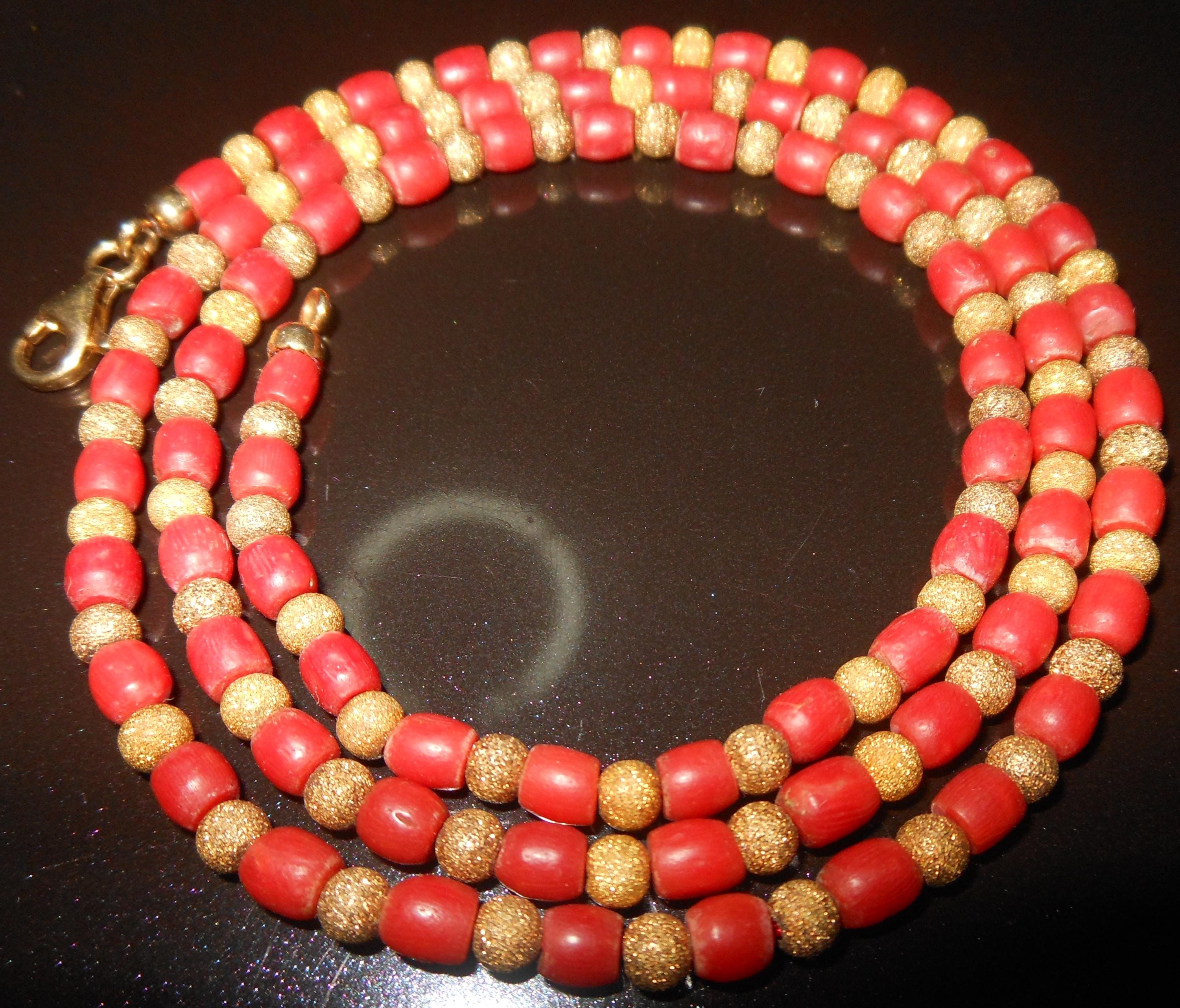 collana vintage in pasta di corallo rosso - souvenir etna anni